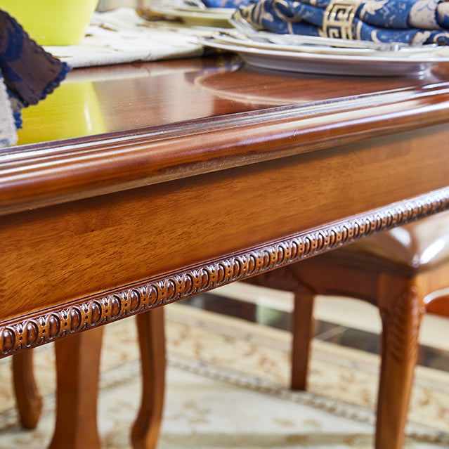 Rectangle Shape Mid-Century Modern Dining Table Brown Tone Fixed Table with 4 Legs Clearhalo ' dining_table' 'Dining Tables & Seating' 'Dining Tables' 'Furniture' 'furniture_dining_table' 'Kitchen & Dining Furniture' 'kitchen&dining_furn' 'kitchen' 'kitchen_dining_table' 4020734
