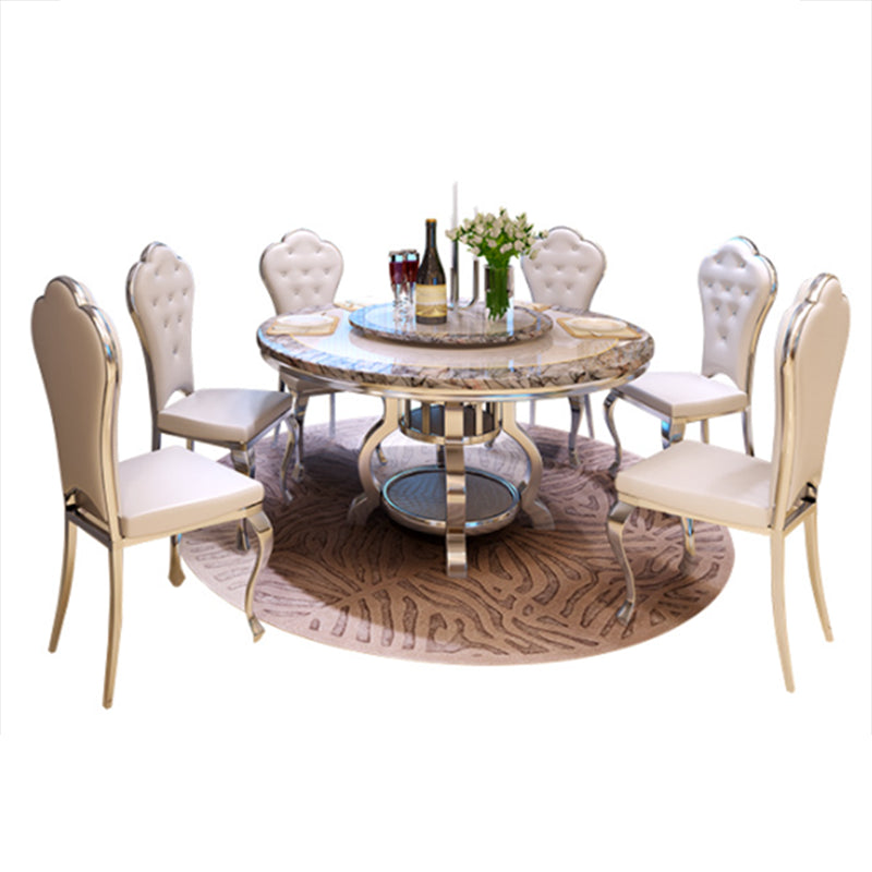 Luxury Style Marble Dining Table Single Pedestal Base Round Table for Dining Room Clearhalo ' dining_table' 'Dining Tables & Seating' 'Dining Tables' 'furn' 'furn_dining_table' 'Furniture' 'furniture_dining_table' 'Kitchen & Dining Furniture' 'kitchen&dining_furn' 'kitchen' 'kitchen_dining_table' 4020759
