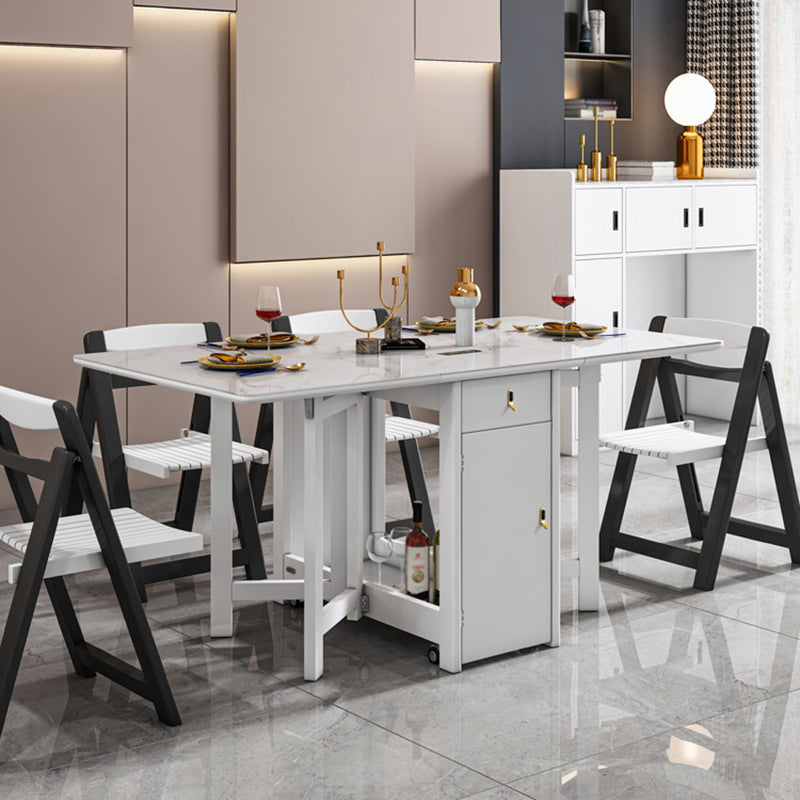 Foldable Sintered Stone Top Dining Table Modern Extendable Table with 4 Legs Clearhalo ' dining_table' 'Dining Tables & Seating' 'Dining Tables' 'furn' 'furn_dining_table' 'Furniture' 'furniture_dining_table' 'Kitchen & Dining Furniture' 'kitchen&dining_furn' 'kitchen' 'kitchen_dining_table' 4020797