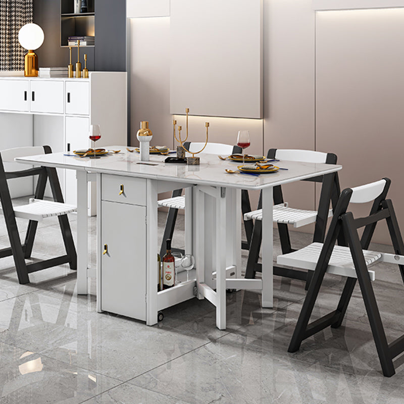 Foldable Sintered Stone Top Dining Table Modern Extendable Table with 4 Legs Clearhalo ' dining_table' 'Dining Tables & Seating' 'Dining Tables' 'furn' 'furn_dining_table' 'Furniture' 'furniture_dining_table' 'Kitchen & Dining Furniture' 'kitchen&dining_furn' 'kitchen' 'kitchen_dining_table' 4020799