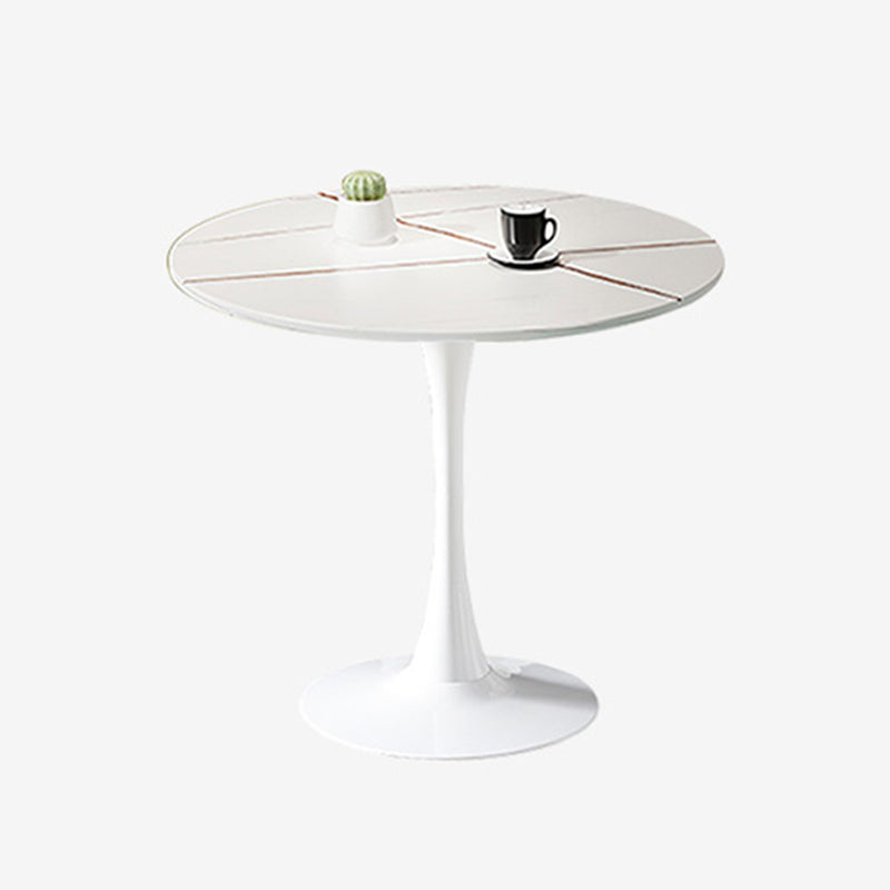 Simple Round Dining Table Sintered Stone Table with Tulip Base for Dining Room White Gold White Clearhalo ' dining_table' 'Dining Tables & Seating' 'Dining Tables' 'furn' 'furn_dining_table' 'Furniture' 'furniture_dining_table' 'Kitchen & Dining Furniture' 'kitchen&dining_furn' 'kitchen' 'kitchen_dining_table' 4020808
