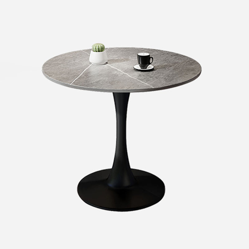 Simple Round Dining Table Sintered Stone Table with Tulip Base for Dining Room Gray Black Clearhalo ' dining_table' 'Dining Tables & Seating' 'Dining Tables' 'furn' 'furn_dining_table' 'Furniture' 'furniture_dining_table' 'Kitchen & Dining Furniture' 'kitchen&dining_furn' 'kitchen' 'kitchen_dining_table' 4020817
