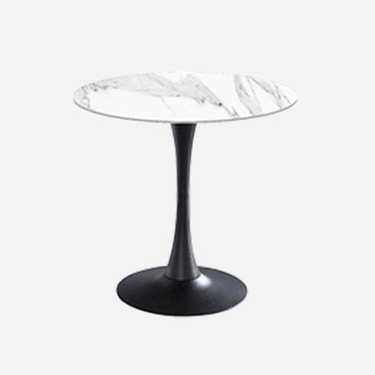 Simple Round Dining Table Sintered Stone Table with Tulip Base for Dining Room White Black Clearhalo ' dining_table' 'Dining Tables & Seating' 'Dining Tables' 'furn' 'furn_dining_table' 'Furniture' 'furniture_dining_table' 'Kitchen & Dining Furniture' 'kitchen&dining_furn' 'kitchen' 'kitchen_dining_table' 4020819
