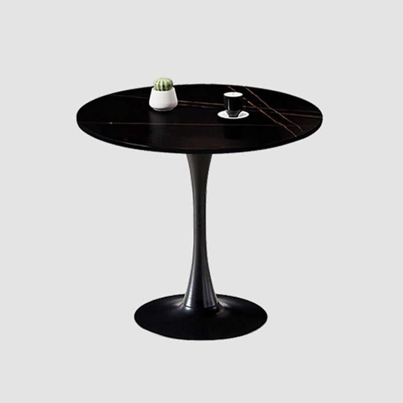 Simple Round Dining Table Sintered Stone Table with Tulip Base for Dining Room Black Black Clearhalo ' dining_table' 'Dining Tables & Seating' 'Dining Tables' 'furn' 'furn_dining_table' 'Furniture' 'furniture_dining_table' 'Kitchen & Dining Furniture' 'kitchen&dining_furn' 'kitchen' 'kitchen_dining_table' 4020821