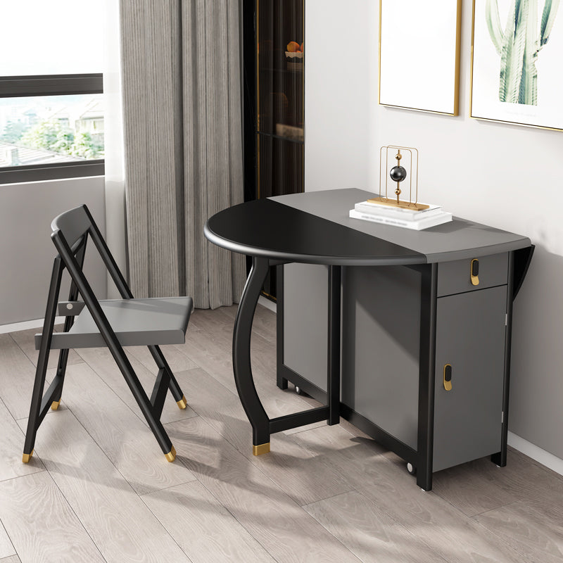 Foldable Rubberwood Dining Table Extendable Round Table with Storage Trestle Base Clearhalo ' dining_table' 'Dining Tables & Seating' 'Dining Tables' 'furn' 'furn_dining_table' 'Furniture' 'furniture_dining_table' 'Kitchen & Dining Furniture' 'kitchen&dining_furn' 'kitchen' 'kitchen_dining_table' 4020825