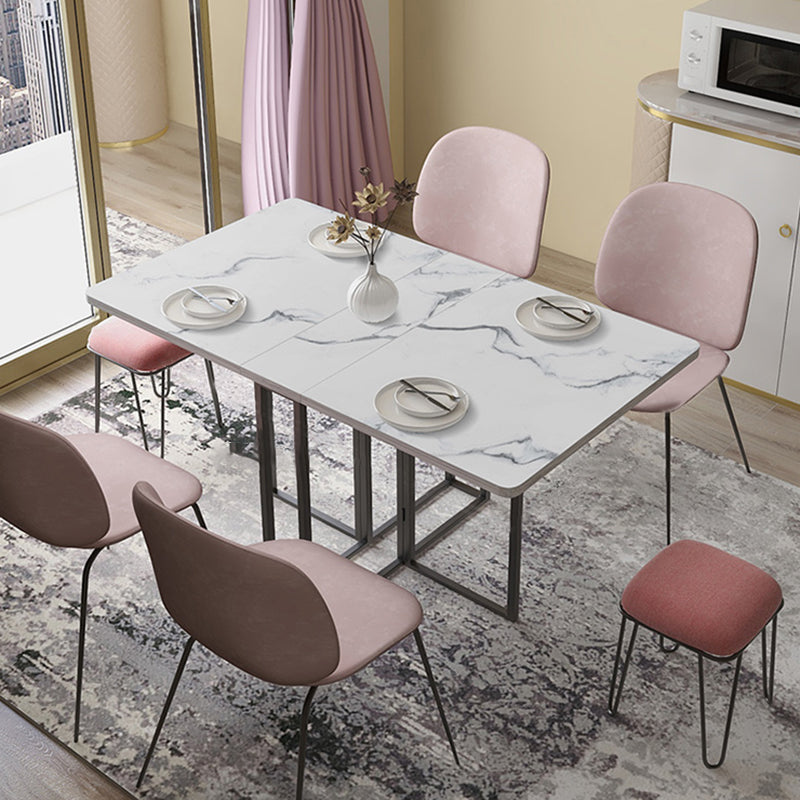 Faux Marble Dining Table Simplicity Style Sled Base Table for Dining Room Clearhalo ' dining_table' 'Dining Tables & Seating' 'Dining Tables' 'furn' 'furn_dining_table' 'Furniture' 'furniture_dining_table' 'Kitchen & Dining Furniture' 'kitchen&dining_furn' 'kitchen' 'kitchen_dining_table' 4020871