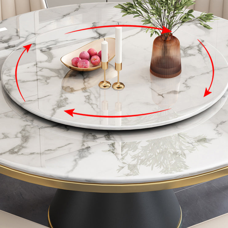 Marble Dining Table Luxury Style Single Pedestal Base Table for Dining Room Clearhalo ' dining_table' 'Dining Tables & Seating' 'Dining Tables' 'furn' 'furn_dining_table' 'Furniture' 'furniture_dining_table' 'Kitchen & Dining Furniture' 'kitchen&dining_furn' 'kitchen' 'kitchen_dining_table' 4020895