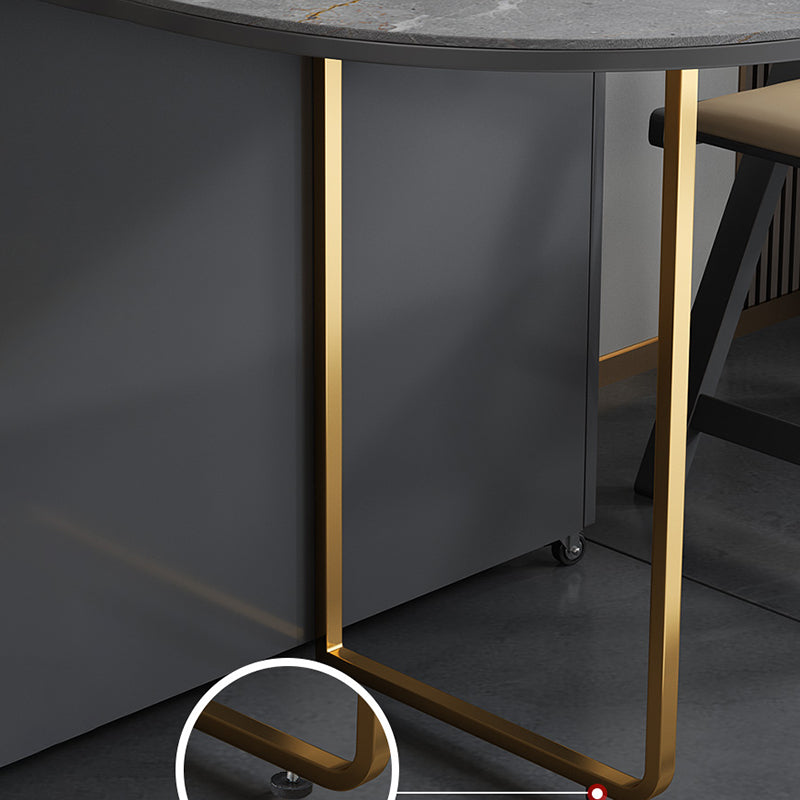 Sintered Stone Dining Table Modern Oval Drop-Leaf 59" Dining Table for Home Use Clearhalo ' dining_table' 'Dining Tables & Seating' 'Dining Tables' 'furn' 'furn_dining_table' 'Furniture' 'furniture_dining_table' 'Kitchen & Dining Furniture' 'kitchen&dining_furn' 'kitchen' 'kitchen_dining_table' 4020907