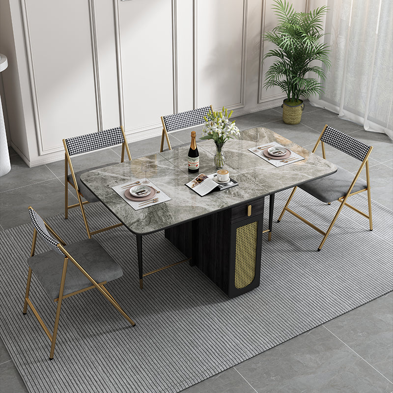 59'' Sintered Stone Top Dining Table Foldable Rectangle Table with Trestle Base Clearhalo ' dining_table' 'Dining Tables & Seating' 'Dining Tables' 'furn' 'furn_dining_table' 'Furniture' 'furniture_dining_table' 'Kitchen & Dining Furniture' 'kitchen&dining_furn' 'kitchen' 'kitchen_dining_table' 4020912