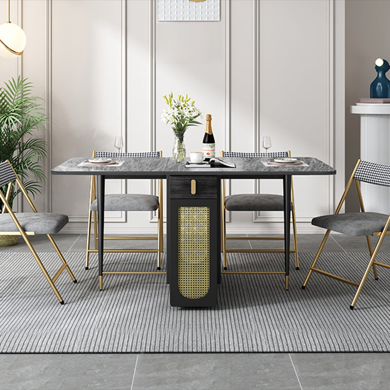 59'' Sintered Stone Top Dining Table Foldable Rectangle Table with Trestle Base Clearhalo ' dining_table' 'Dining Tables & Seating' 'Dining Tables' 'furn' 'furn_dining_table' 'Furniture' 'furniture_dining_table' 'Kitchen & Dining Furniture' 'kitchen&dining_furn' 'kitchen' 'kitchen_dining_table' 4020914