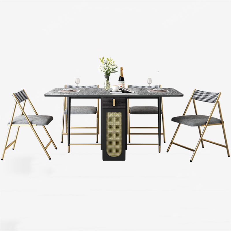 59'' Sintered Stone Top Dining Table Foldable Rectangle Table with Trestle Base Clearhalo ' dining_table' 'Dining Tables & Seating' 'Dining Tables' 'furn' 'furn_dining_table' 'Furniture' 'furniture_dining_table' 'Kitchen & Dining Furniture' 'kitchen&dining_furn' 'kitchen' 'kitchen_dining_table' 4020922
