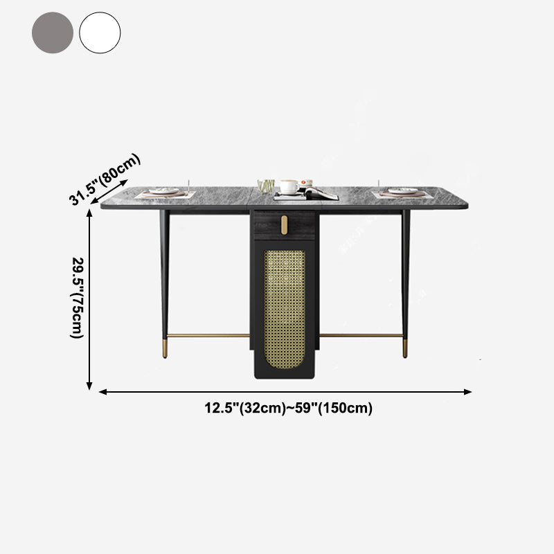 59'' Sintered Stone Top Dining Table Foldable Rectangle Table with Trestle Base Clearhalo ' dining_table' 'Dining Tables & Seating' 'Dining Tables' 'furn' 'furn_dining_table' 'Furniture' 'furniture_dining_table' 'Kitchen & Dining Furniture' 'kitchen&dining_furn' 'kitchen' 'kitchen_dining_table' 4020923
