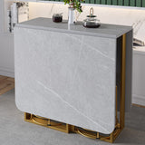 Modern Gray Dining Table Sintered Stone Drop-Leaf 59" Dining Table for Home Use Clearhalo ' dining_table' 'Dining Tables & Seating' 'Dining Tables' 'furn' 'furn_dining_table' 'Furniture' 'furniture_dining_table' 'Kitchen & Dining Furniture' 'kitchen&dining_furn' 'kitchen' 'kitchen_dining_table' 4020924