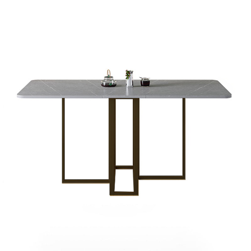Modern Gray Dining Table Sintered Stone Drop-Leaf 59" Dining Table for Home Use Black Without Chairs Clearhalo ' dining_table' 'Dining Tables & Seating' 'Dining Tables' 'furn' 'furn_dining_table' 'Furniture' 'furniture_dining_table' 'Kitchen & Dining Furniture' 'kitchen&dining_furn' 'kitchen' 'kitchen_dining_table' 4020925