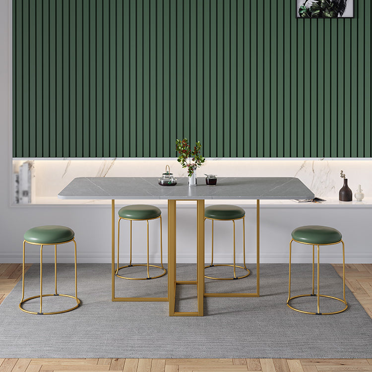 Modern Gray Dining Table Sintered Stone Drop-Leaf 59" Dining Table for Home Use Clearhalo ' dining_table' 'Dining Tables & Seating' 'Dining Tables' 'furn' 'furn_dining_table' 'Furniture' 'furniture_dining_table' 'Kitchen & Dining Furniture' 'kitchen&dining_furn' 'kitchen' 'kitchen_dining_table' 4020926