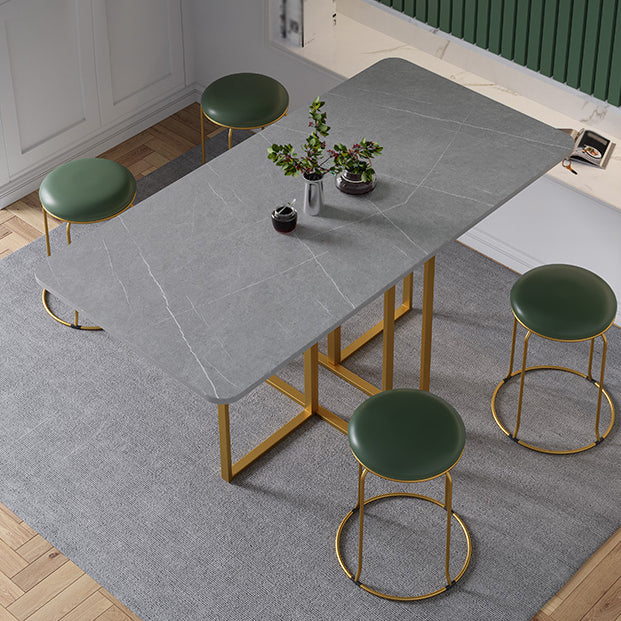 Modern Gray Dining Table Sintered Stone Drop-Leaf 59" Dining Table for Home Use Clearhalo ' dining_table' 'Dining Tables & Seating' 'Dining Tables' 'furn' 'furn_dining_table' 'Furniture' 'furniture_dining_table' 'Kitchen & Dining Furniture' 'kitchen&dining_furn' 'kitchen' 'kitchen_dining_table' 4020927