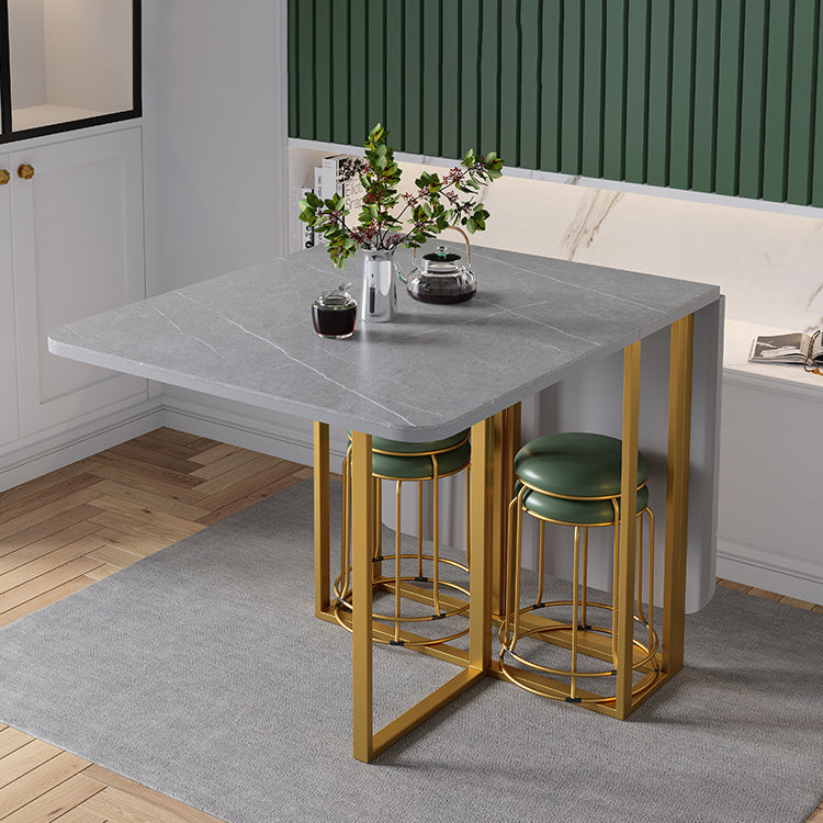 Modern Gray Dining Table Sintered Stone Drop-Leaf 59" Dining Table for Home Use Clearhalo ' dining_table' 'Dining Tables & Seating' 'Dining Tables' 'furn' 'furn_dining_table' 'Furniture' 'furniture_dining_table' 'Kitchen & Dining Furniture' 'kitchen&dining_furn' 'kitchen' 'kitchen_dining_table' 4020928