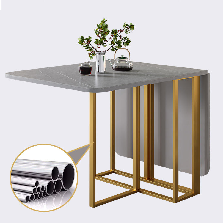 Modern Gray Dining Table Sintered Stone Drop-Leaf 59" Dining Table for Home Use Clearhalo ' dining_table' 'Dining Tables & Seating' 'Dining Tables' 'furn' 'furn_dining_table' 'Furniture' 'furniture_dining_table' 'Kitchen & Dining Furniture' 'kitchen&dining_furn' 'kitchen' 'kitchen_dining_table' 4020931