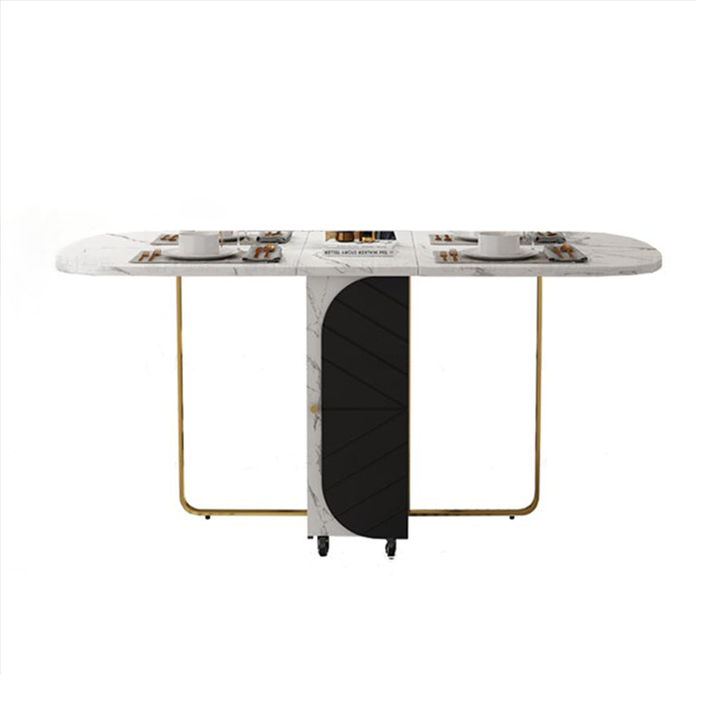 Modern Sintered Stone Dining Table White Rectangle Drop-Leaf 59" Dining Table Gray Without Chairs Clearhalo ' dining_table' 'Dining Tables & Seating' 'Dining Tables' 'furn' 'furn_dining_table' 'Furniture' 'furniture_dining_table' 'Kitchen & Dining Furniture' 'kitchen&dining_furn' 'kitchen' 'kitchen_dining_table' 4020939