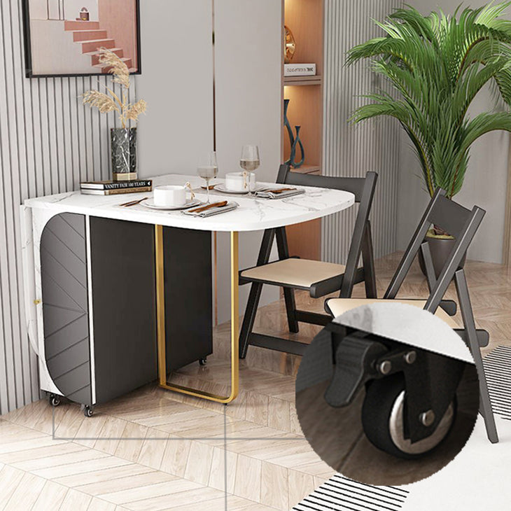 Modern Sintered Stone Dining Table White Rectangle Drop-Leaf 59" Dining Table Clearhalo ' dining_table' 'Dining Tables & Seating' 'Dining Tables' 'furn' 'furn_dining_table' 'Furniture' 'furniture_dining_table' 'Kitchen & Dining Furniture' 'kitchen&dining_furn' 'kitchen' 'kitchen_dining_table' 4020940