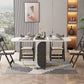 Modern Sintered Stone Dining Table White Rectangle Drop-Leaf 59" Dining Table Clearhalo ' dining_table' 'Dining Tables & Seating' 'Dining Tables' 'furn' 'furn_dining_table' 'Furniture' 'furniture_dining_table' 'Kitchen & Dining Furniture' 'kitchen&dining_furn' 'kitchen' 'kitchen_dining_table' 4020943