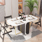 Modern Sintered Stone Dining Table White Rectangle Drop-Leaf 59" Dining Table Clearhalo ' dining_table' 'Dining Tables & Seating' 'Dining Tables' 'furn' 'furn_dining_table' 'Furniture' 'furniture_dining_table' 'Kitchen & Dining Furniture' 'kitchen&dining_furn' 'kitchen' 'kitchen_dining_table' 4020945