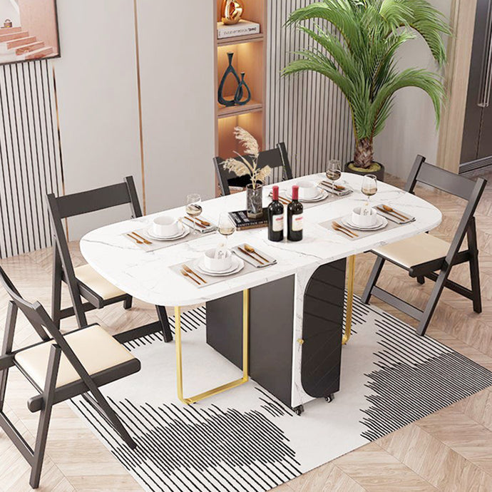 Modern Sintered Stone Dining Table White Rectangle Drop-Leaf 59" Dining Table Clearhalo ' dining_table' 'Dining Tables & Seating' 'Dining Tables' 'furn' 'furn_dining_table' 'Furniture' 'furniture_dining_table' 'Kitchen & Dining Furniture' 'kitchen&dining_furn' 'kitchen' 'kitchen_dining_table' 4020945