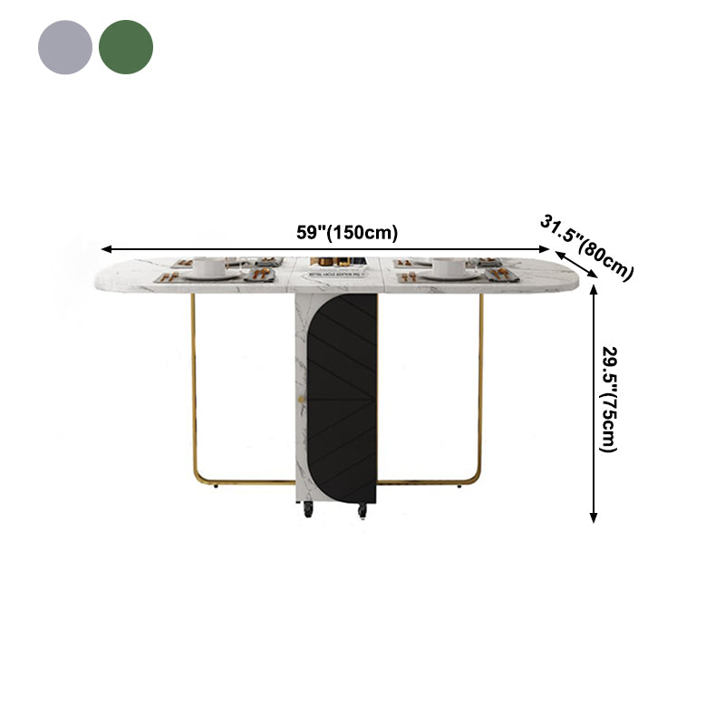 Modern Sintered Stone Dining Table White Rectangle Drop-Leaf 59" Dining Table Clearhalo ' dining_table' 'Dining Tables & Seating' 'Dining Tables' 'furn' 'furn_dining_table' 'Furniture' 'furniture_dining_table' 'Kitchen & Dining Furniture' 'kitchen&dining_furn' 'kitchen' 'kitchen_dining_table' 4020947