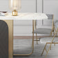 Modern Rectangle Dining Table Sintered Stone Drop-Leaf 63" Table with Gold Frame Clearhalo ' dining_table' 'Dining Tables & Seating' 'Dining Tables' 'furn' 'furn_dining_table' 'Furniture' 'furniture_dining_table' 'Kitchen & Dining Furniture' 'kitchen&dining_furn' 'kitchen' 'kitchen_dining_table' 4020955