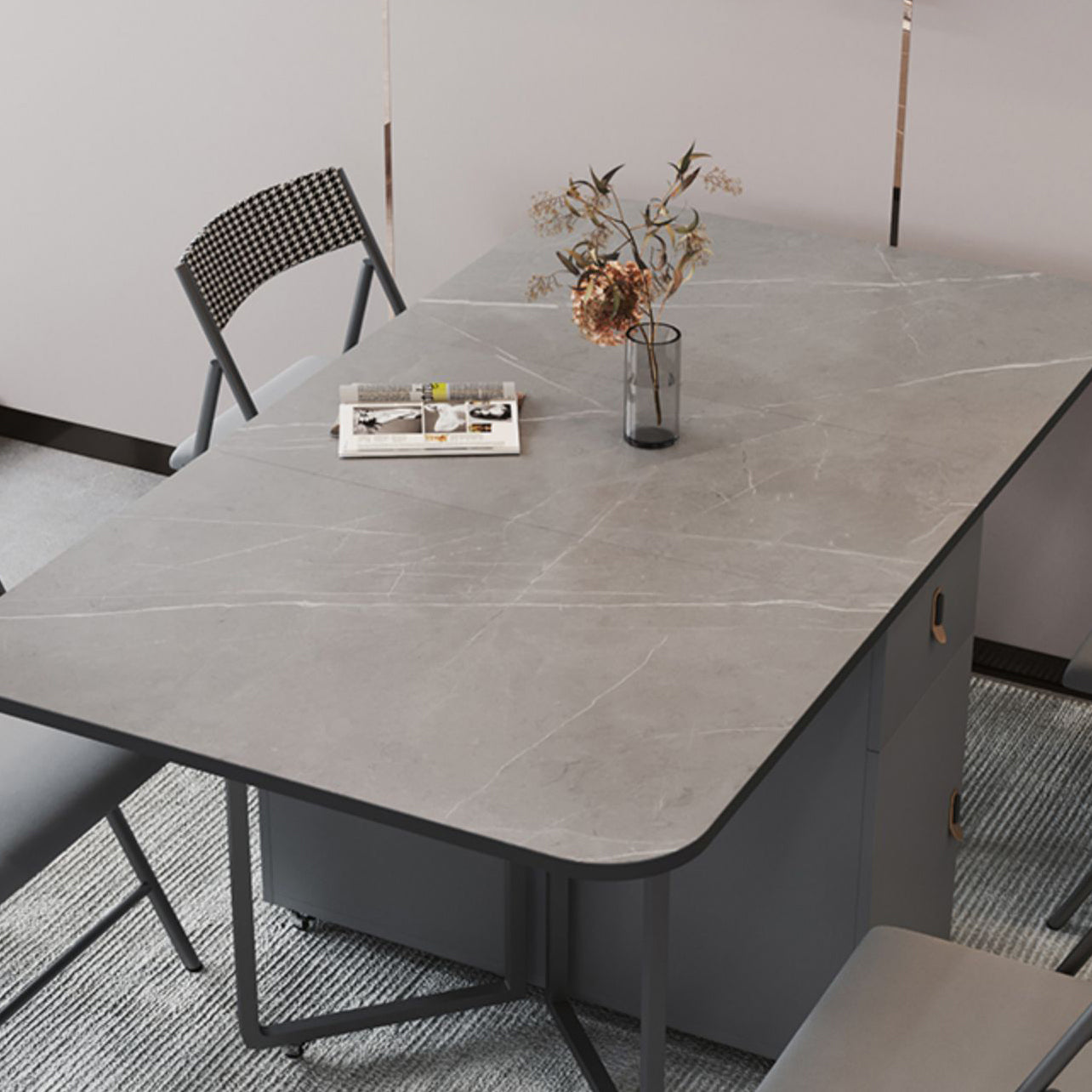 Modern Style Rectangle Dining Table Sintered Stone Drop-Leaf Dining Table Clearhalo ' dining_table' 'Dining Tables & Seating' 'Dining Tables' 'furn' 'furn_dining_table' 'Furniture' 'furniture_dining_table' 'Kitchen & Dining Furniture' 'kitchen&dining_furn' 'kitchen' 'kitchen_dining_table' 4020982