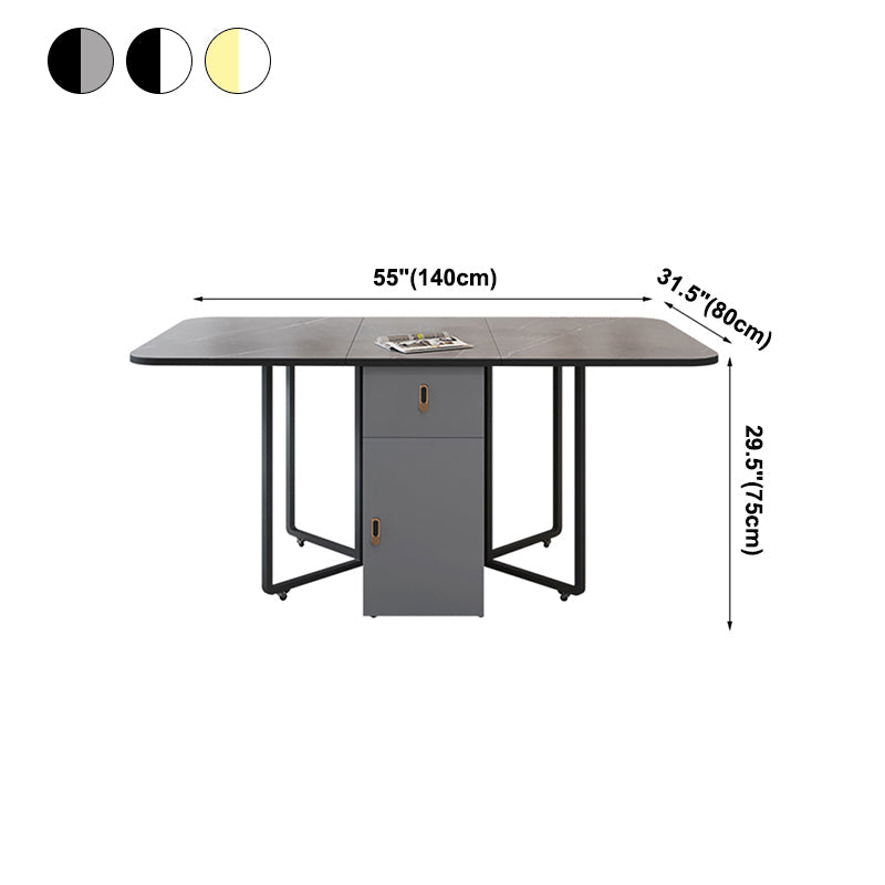 Modern Style Rectangle Dining Table Sintered Stone Drop-Leaf Dining Table Clearhalo ' dining_table' 'Dining Tables & Seating' 'Dining Tables' 'furn' 'furn_dining_table' 'Furniture' 'furniture_dining_table' 'Kitchen & Dining Furniture' 'kitchen&dining_furn' 'kitchen' 'kitchen_dining_table' 4020987