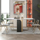 Modern Style Dining Table Sintered Stone Drop-Leaf 63" Table with Metal Base Clearhalo ' dining_table' 'Dining Tables & Seating' 'Dining Tables' 'furn' 'furn_dining_table' 'Furniture' 'furniture_dining_table' 'Kitchen & Dining Furniture' 'kitchen&dining_furn' 'kitchen' 'kitchen_dining_table' 4020989