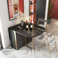Modern Style Dining Table Sintered Stone Drop-Leaf 63" Table with Metal Base Black Without Chairs Clearhalo ' dining_table' 'Dining Tables & Seating' 'Dining Tables' 'furn' 'furn_dining_table' 'Furniture' 'furniture_dining_table' 'Kitchen & Dining Furniture' 'kitchen&dining_furn' 'kitchen' 'kitchen_dining_table' 4020990