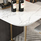 Modern Style Dining Table Sintered Stone Drop-Leaf 63" Table with Metal Base Clearhalo ' dining_table' 'Dining Tables & Seating' 'Dining Tables' 'furn' 'furn_dining_table' 'Furniture' 'furniture_dining_table' 'Kitchen & Dining Furniture' 'kitchen&dining_furn' 'kitchen' 'kitchen_dining_table' 4020995