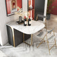 Modern Style Dining Table Sintered Stone Drop-Leaf 63" Table with Metal Base Clearhalo ' dining_table' 'Dining Tables & Seating' 'Dining Tables' 'furn' 'furn_dining_table' 'Furniture' 'furniture_dining_table' 'Kitchen & Dining Furniture' 'kitchen&dining_furn' 'kitchen' 'kitchen_dining_table' 4021000