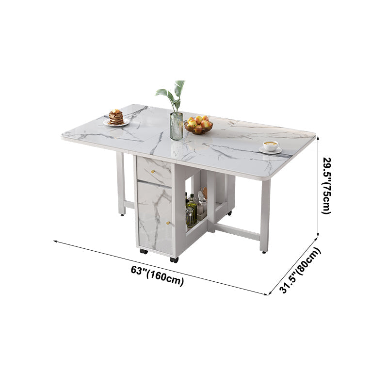 Modern White Dining Table Sintered Stone Drop-Leaf Dining Table for Home Use Clearhalo ' dining_table' 'Dining Tables & Seating' 'Dining Tables' 'furn' 'furn_dining_table' 'Furniture' 'furniture_dining_table' 'Kitchen & Dining Furniture' 'kitchen&dining_furn' 'kitchen' 'kitchen_dining_table' 4021013
