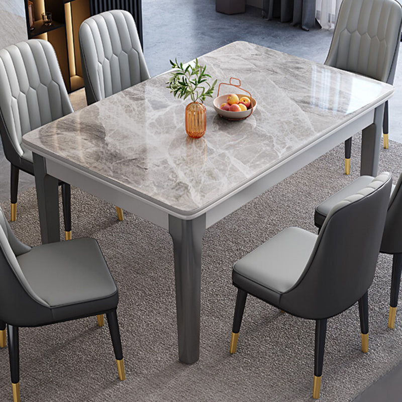 Mid-Century Sintered Stone Dining Table 4 Legs Base Rectangle Table for Home Clearhalo ' dining_table' 'Dining Tables & Seating' 'Dining Tables' 'furn' 'furn_dining_table' 'Furniture' 'furniture_dining_table' 'Kitchen & Dining Furniture' 'kitchen&dining_furn' 'kitchen' 'kitchen_dining_table' 4021014