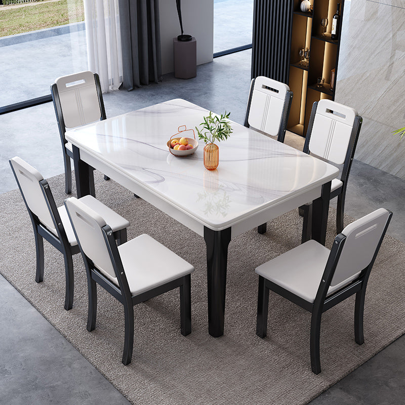 Mid-Century Sintered Stone Dining Table 4 Legs Base Rectangle Table for Home Clearhalo ' dining_table' 'Dining Tables & Seating' 'Dining Tables' 'furn' 'furn_dining_table' 'Furniture' 'furniture_dining_table' 'Kitchen & Dining Furniture' 'kitchen&dining_furn' 'kitchen' 'kitchen_dining_table' 4021015
