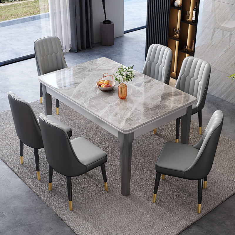 Mid-Century Sintered Stone Dining Table 4 Legs Base Rectangle Table for Home Clearhalo ' dining_table' 'Dining Tables & Seating' 'Dining Tables' 'furn' 'furn_dining_table' 'Furniture' 'furniture_dining_table' 'Kitchen & Dining Furniture' 'kitchen&dining_furn' 'kitchen' 'kitchen_dining_table' 4021016