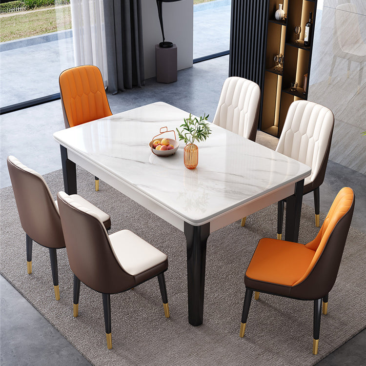 Mid-Century Sintered Stone Dining Table 4 Legs Base Rectangle Table for Home Clearhalo ' dining_table' 'Dining Tables & Seating' 'Dining Tables' 'furn' 'furn_dining_table' 'Furniture' 'furniture_dining_table' 'Kitchen & Dining Furniture' 'kitchen&dining_furn' 'kitchen' 'kitchen_dining_table' 4021017