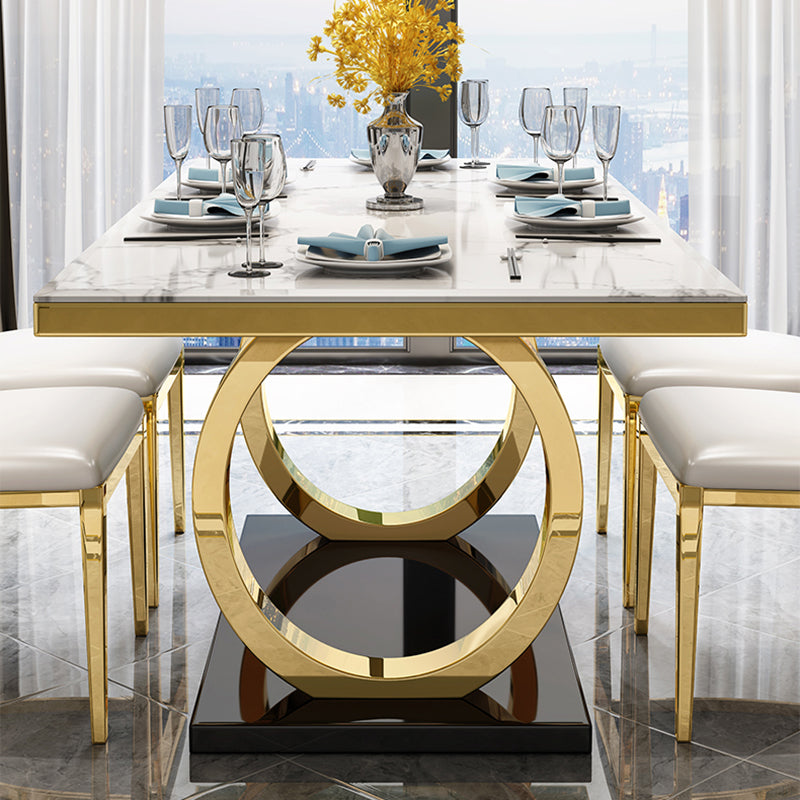 Luxury Style Marble Dining Table Trestle Base Rectangle Table for Home Clearhalo ' dining_table' 'Dining Tables & Seating' 'Dining Tables' 'furn' 'furn_dining_table' 'Furniture' 'furniture_dining_table' 'Kitchen & Dining Furniture' 'kitchen&dining_furn' 'kitchen' 'kitchen_dining_table' 4021026