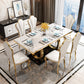 Luxury Style Marble Dining Table Trestle Base Rectangle Table for Home Clearhalo ' dining_table' 'Dining Tables & Seating' 'Dining Tables' 'furn' 'furn_dining_table' 'Furniture' 'furniture_dining_table' 'Kitchen & Dining Furniture' 'kitchen&dining_furn' 'kitchen' 'kitchen_dining_table' 4021027