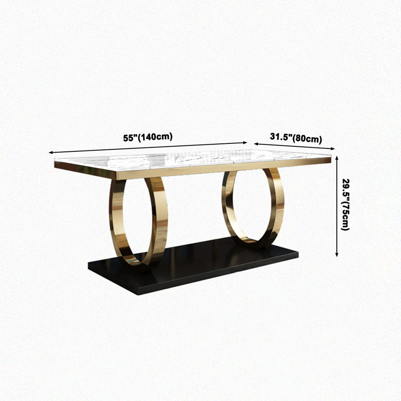 Luxury Style Marble Dining Table Trestle Base Rectangle Table for Home Clearhalo ' dining_table' 'Dining Tables & Seating' 'Dining Tables' 'furn' 'furn_dining_table' 'Furniture' 'furniture_dining_table' 'Kitchen & Dining Furniture' 'kitchen&dining_furn' 'kitchen' 'kitchen_dining_table' 4021034