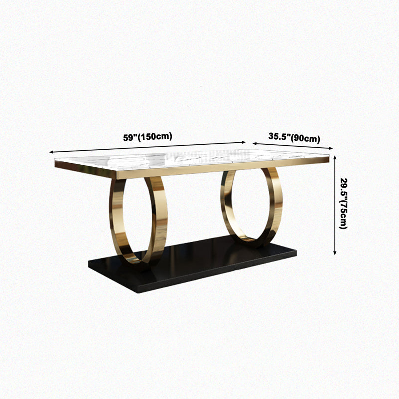 Luxury Style Marble Dining Table Trestle Base Rectangle Table for Home Clearhalo ' dining_table' 'Dining Tables & Seating' 'Dining Tables' 'furn' 'furn_dining_table' 'Furniture' 'furniture_dining_table' 'Kitchen & Dining Furniture' 'kitchen&dining_furn' 'kitchen' 'kitchen_dining_table' 4021035