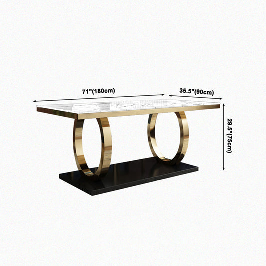 Luxury Style Marble Dining Table Trestle Base Rectangle Table for Home