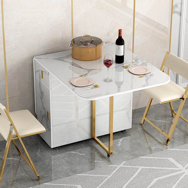 Modern Style White Dining Table Sintered Stone Drop-Leaf Dining Table for Home Use Clearhalo ' dining_table' 'Dining Tables & Seating' 'Dining Tables' 'furn' 'furn_dining_table' 'Furniture' 'furniture_dining_table' 'Kitchen & Dining Furniture' 'kitchen&dining_furn' 'kitchen' 'kitchen_dining_table' 4021039