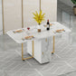 Modern Style White Dining Table Sintered Stone Drop-Leaf Dining Table for Home Use Clearhalo ' dining_table' 'Dining Tables & Seating' 'Dining Tables' 'furn' 'furn_dining_table' 'Furniture' 'furniture_dining_table' 'Kitchen & Dining Furniture' 'kitchen&dining_furn' 'kitchen' 'kitchen_dining_table' 4021041