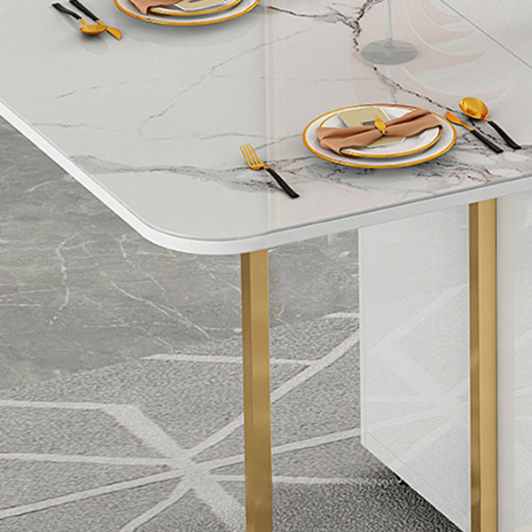 Modern Style White Dining Table Sintered Stone Drop-Leaf Dining Table for Home Use Clearhalo ' dining_table' 'Dining Tables & Seating' 'Dining Tables' 'furn' 'furn_dining_table' 'Furniture' 'furniture_dining_table' 'Kitchen & Dining Furniture' 'kitchen&dining_furn' 'kitchen' 'kitchen_dining_table' 4021043
