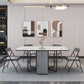 Modern Style Rectangle Dining Table Sintered Stone Drop-Leaf Dining Table with Black Frame Clearhalo ' dining_table' 'Dining Tables & Seating' 'Dining Tables' 'furn' 'furn_dining_table' 'Furniture' 'furniture_dining_table' 'Kitchen & Dining Furniture' 'kitchen&dining_furn' 'kitchen' 'kitchen_dining_table' 4021050