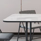 Modern Style Rectangle Dining Table Sintered Stone Drop-Leaf Dining Table with Black Frame Clearhalo ' dining_table' 'Dining Tables & Seating' 'Dining Tables' 'furn' 'furn_dining_table' 'Furniture' 'furniture_dining_table' 'Kitchen & Dining Furniture' 'kitchen&dining_furn' 'kitchen' 'kitchen_dining_table' 4021054